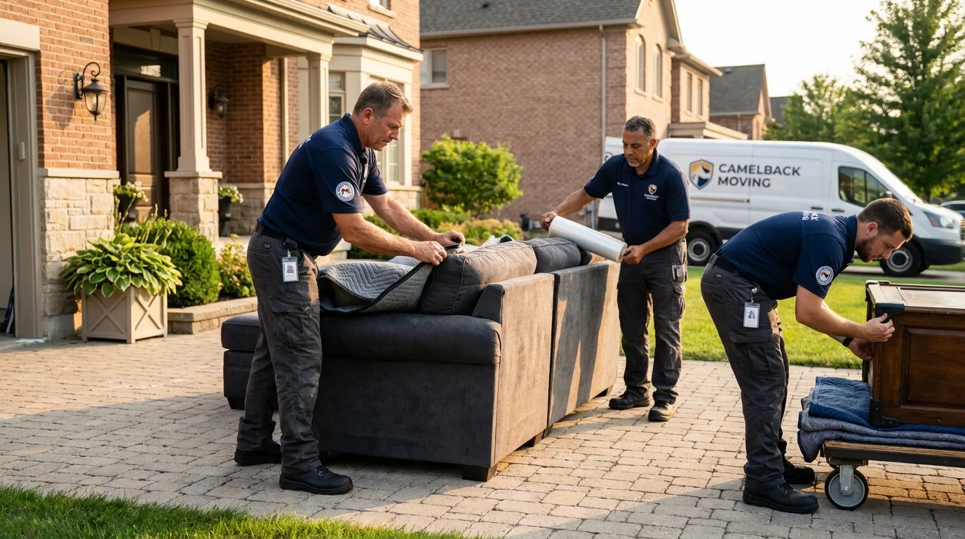 Large estate moving crew wrapping furniture in Fennville, MI